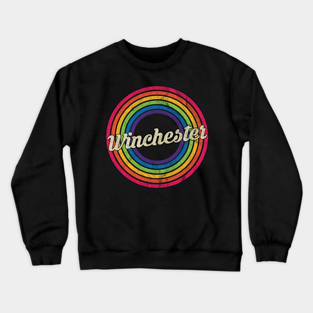 Winchester - Retro Rainbow Faded-Style Crewneck Sweatshirt by MaydenArt